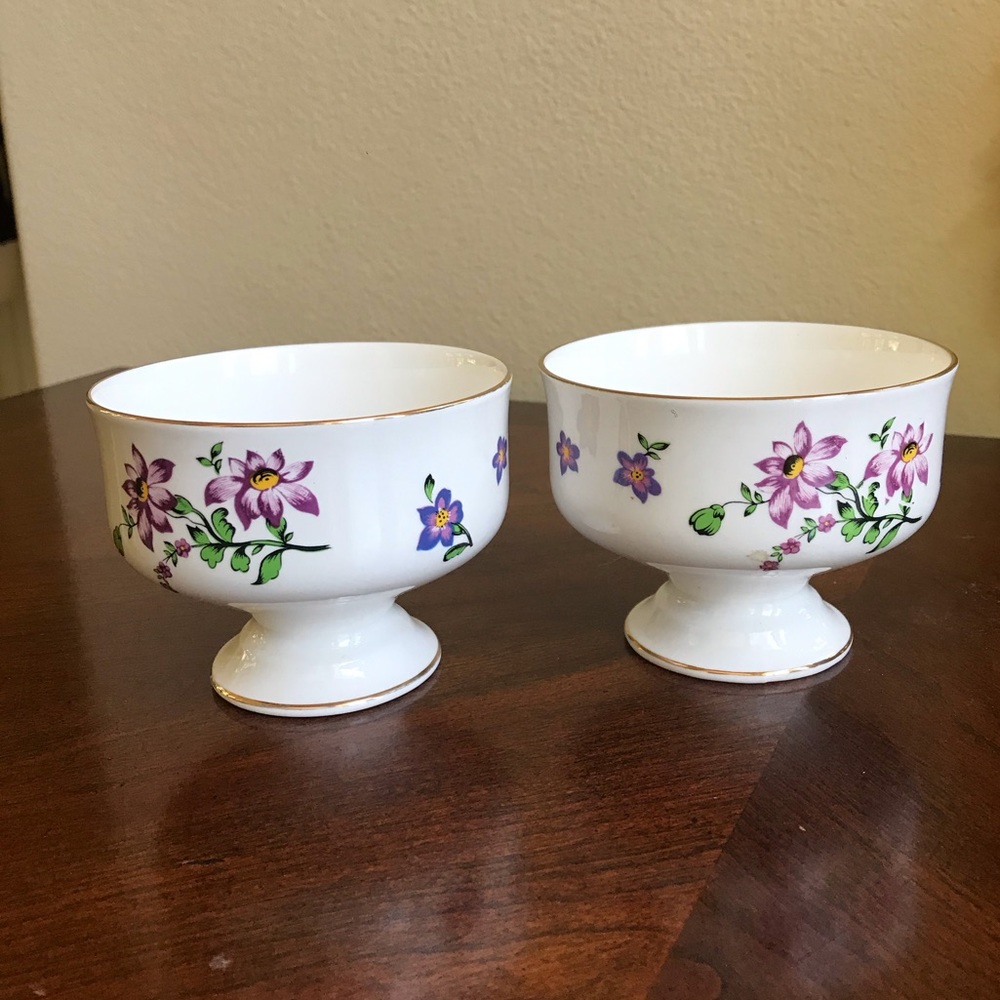 Vintage Royal Victoria bone China floral cups
